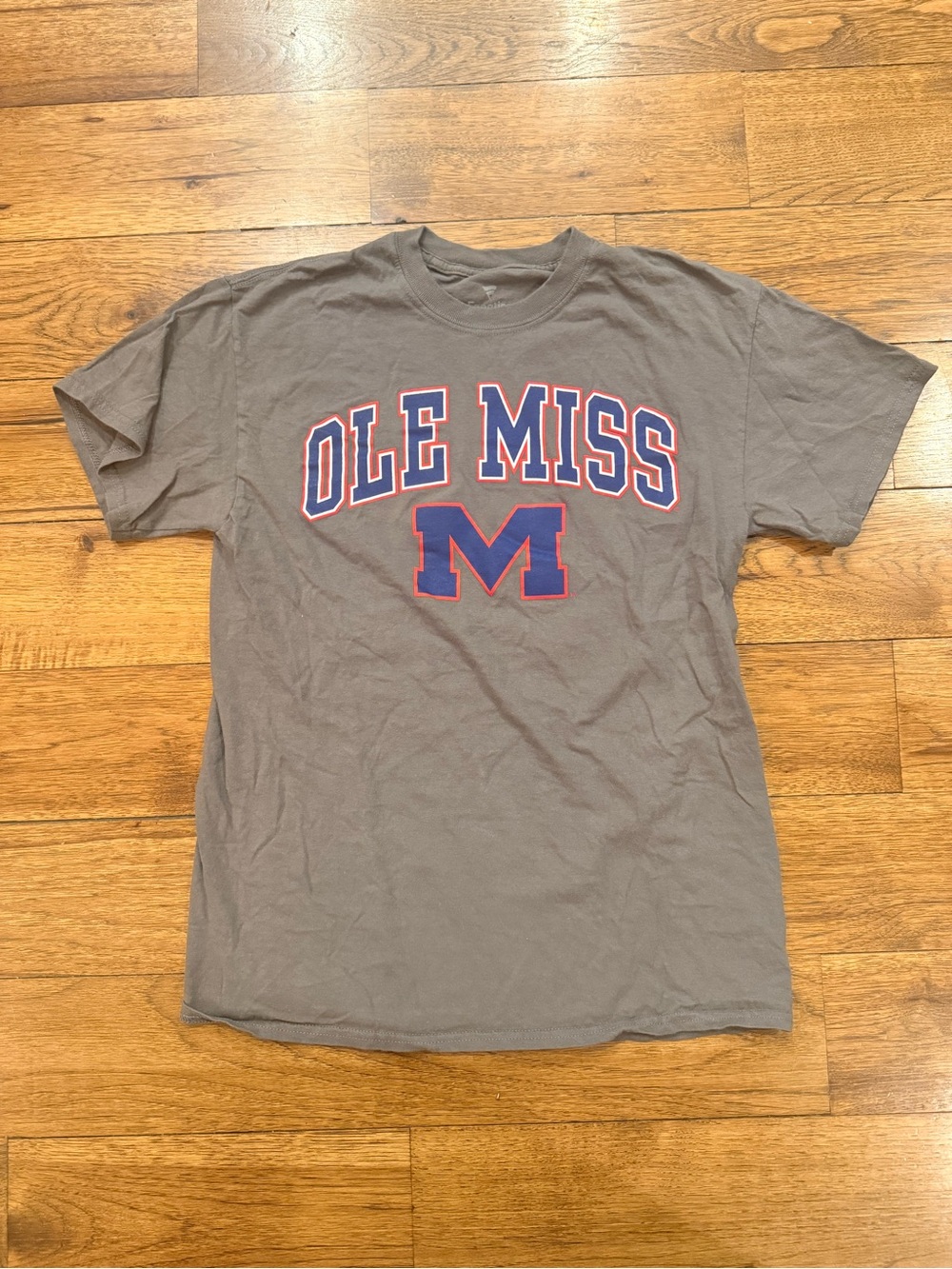 Fanatics Gray Ole Miss Short Sleeve Tee with Navy & Red Logo